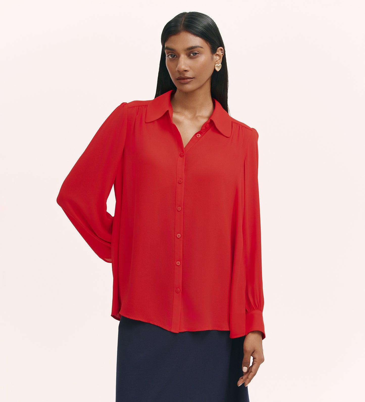 Melina Red Crepe Blouse