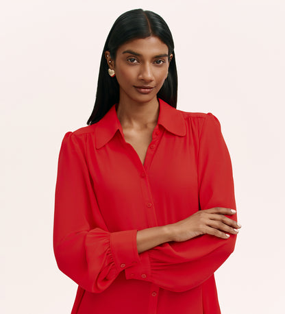 Melina Red Crepe Blouse