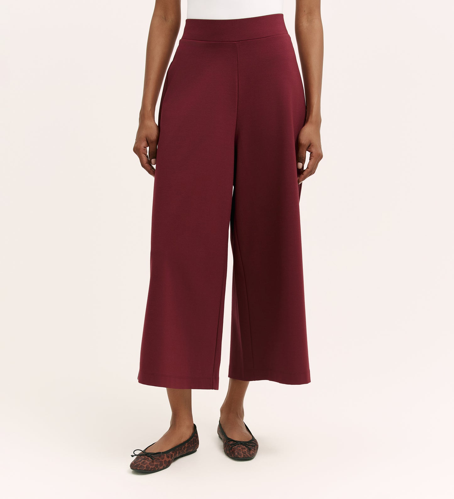 Miribel Burgundy Ponte Jersey Wide Leg Trousers