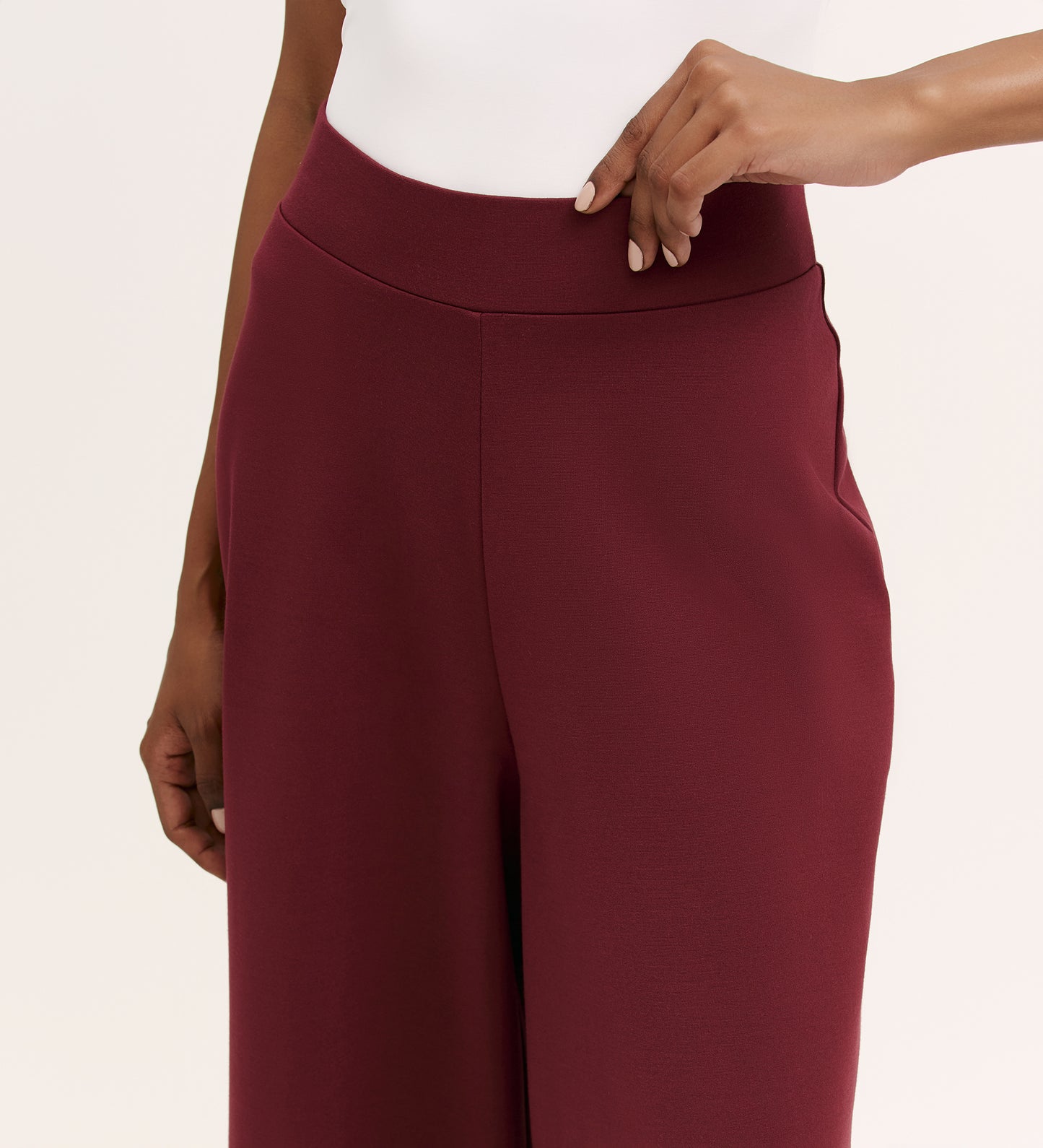 Miribel Burgundy Ponte Jersey Wide Leg Trousers