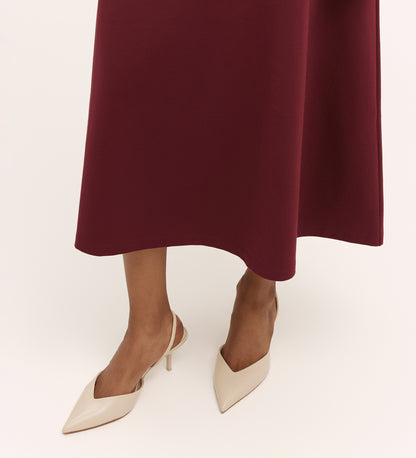 Ruth Burgundy Ponte Jersey Midi Skirt