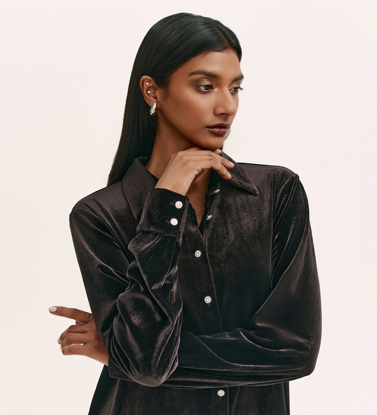 Sayge Black Velvet Shirt