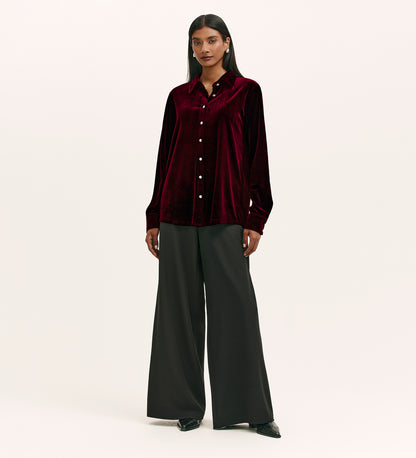Sayge Burgundy Velvet Shirt