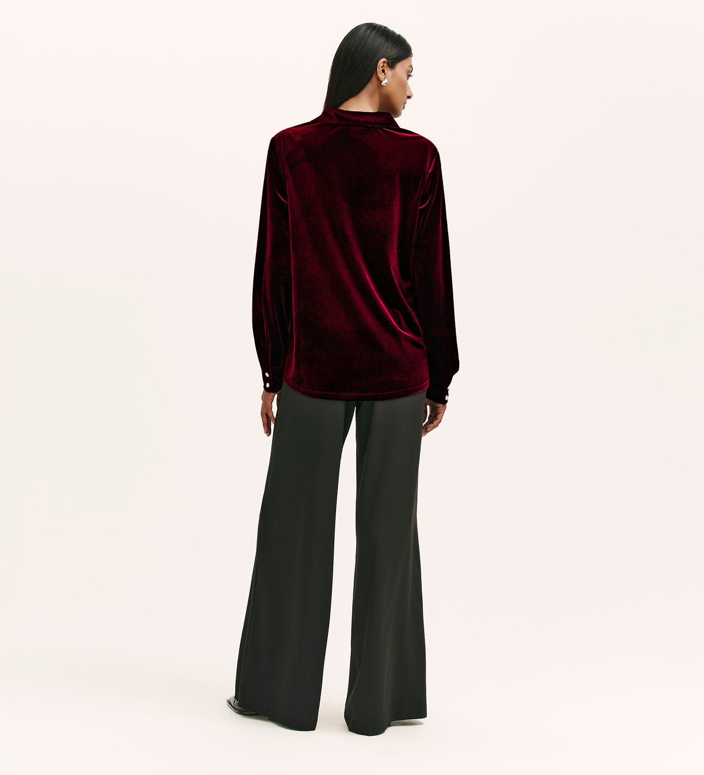 Sayge Burgundy Velvet Shirt