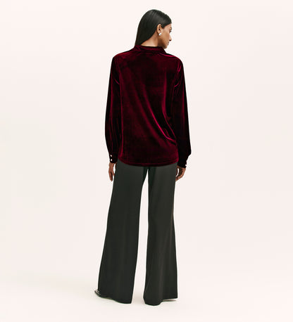 Sayge Burgundy Velvet Shirt