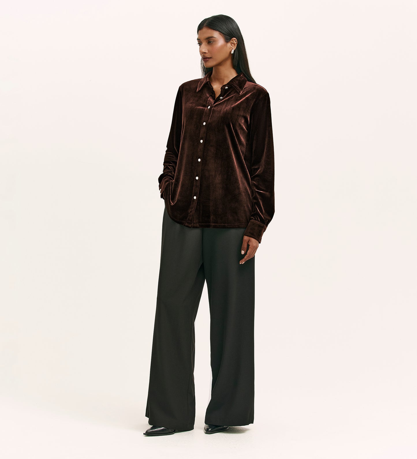 Sayge Mocha Velvet Shirt