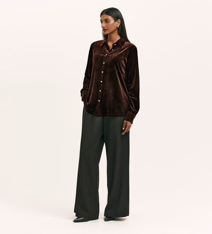 Sayge Mocha Velvet Shirt