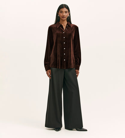 Sayge Mocha Velvet Shirt