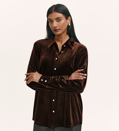 Sayge Mocha Velvet Shirt