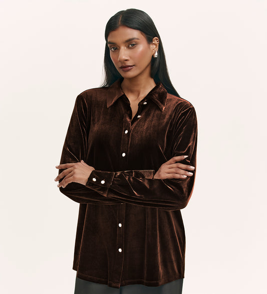 Sayge Mocha Velvet Shirt
