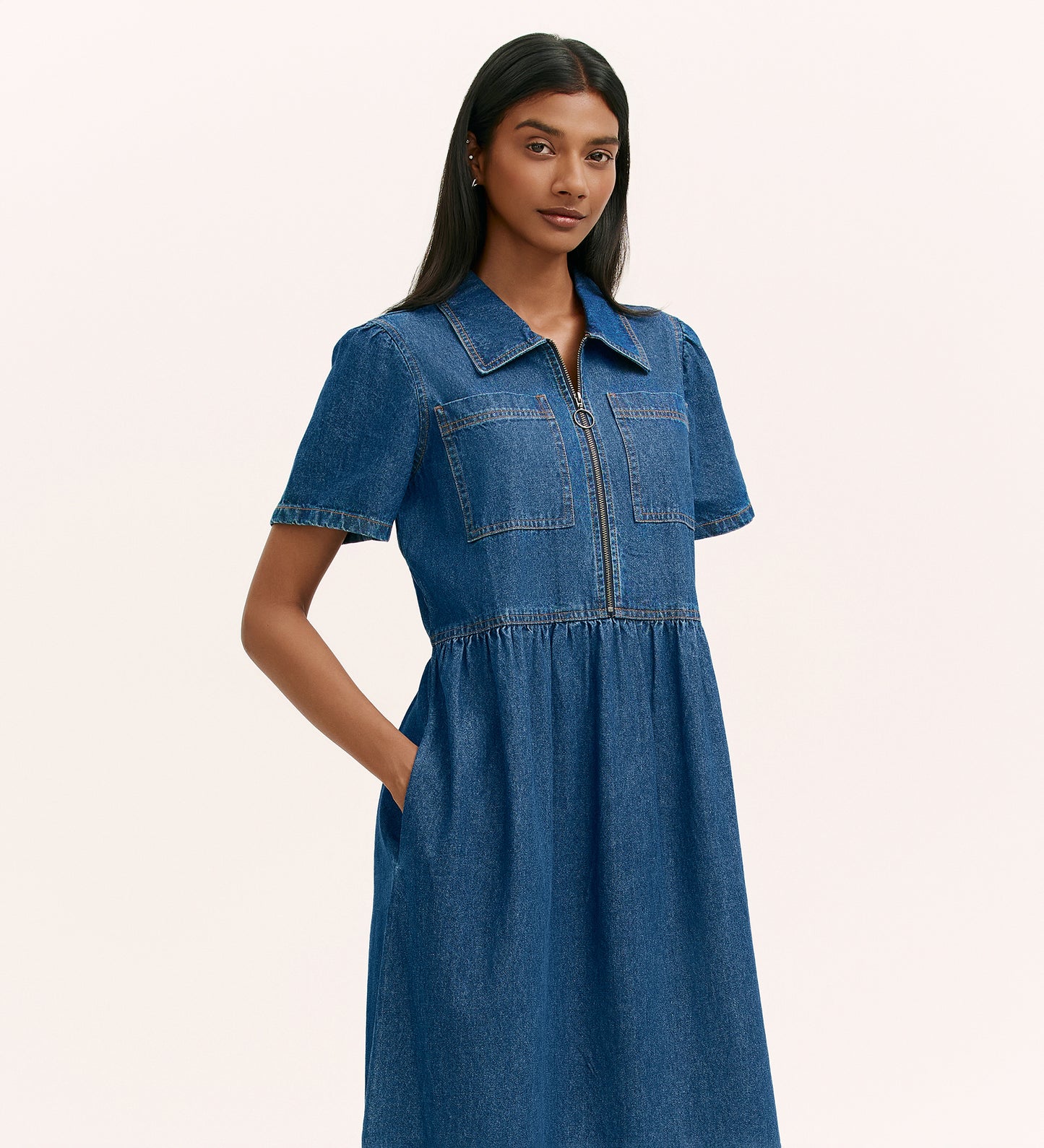 Tania Indigo Denim Midi Dress