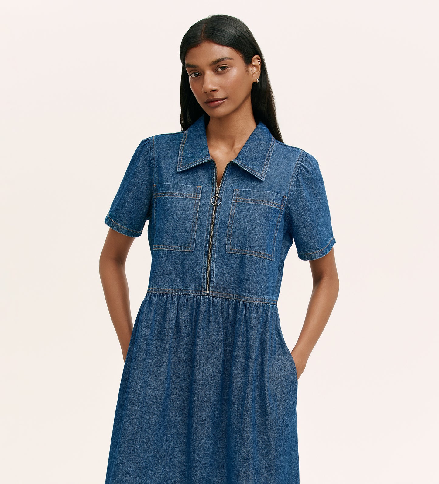 Tania Indigo Denim Midi Dress