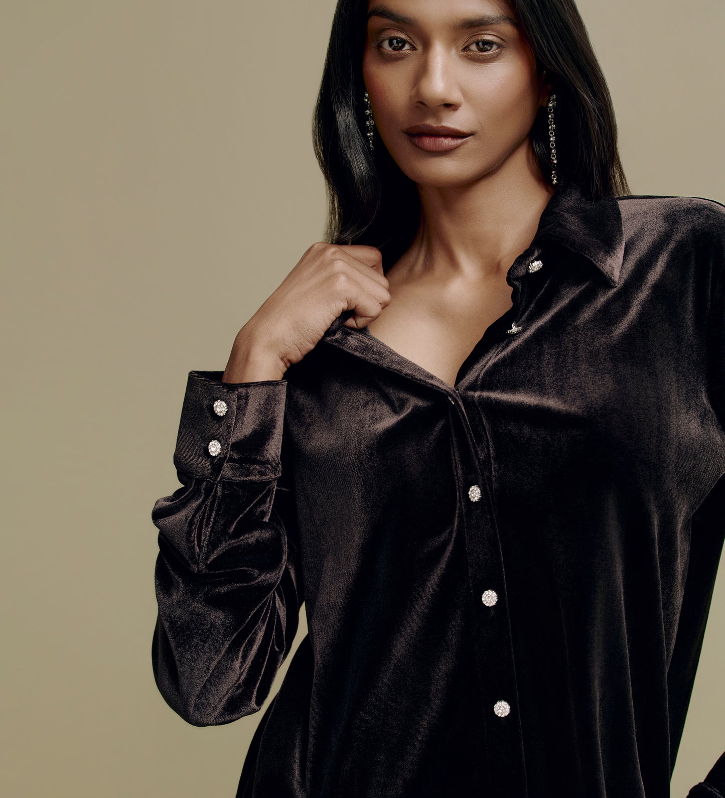 Sayge Black Velvet Shirt