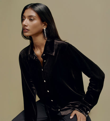 Sayge Black Velvet Shirt
