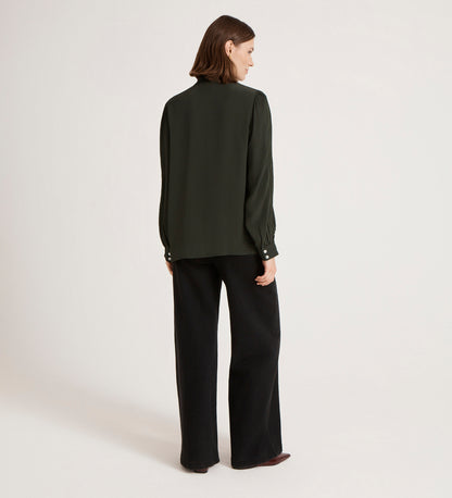 Flora Forest Green Crepe Blouse