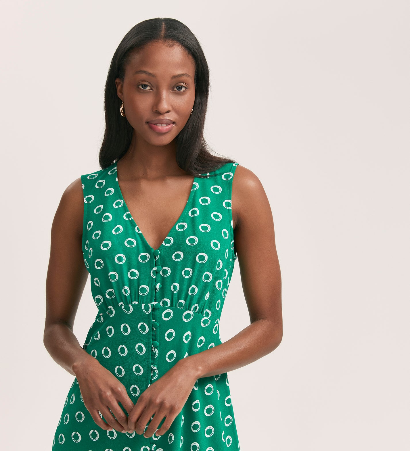 Flora Green Polka Dot Midi Dress – Finery London