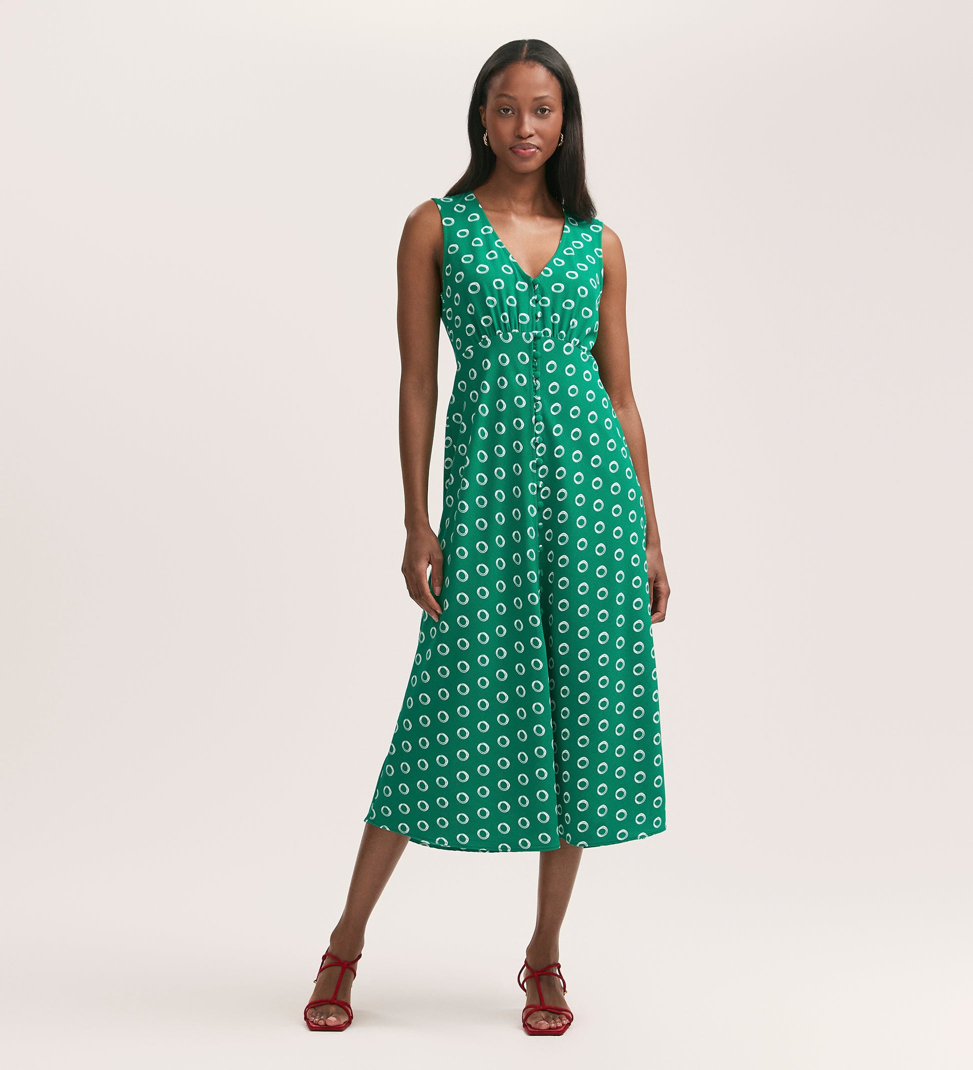 Flora Green Polka Dot Midi Dress Finery London Flora Green Polka Dot Midi Dress Finery London