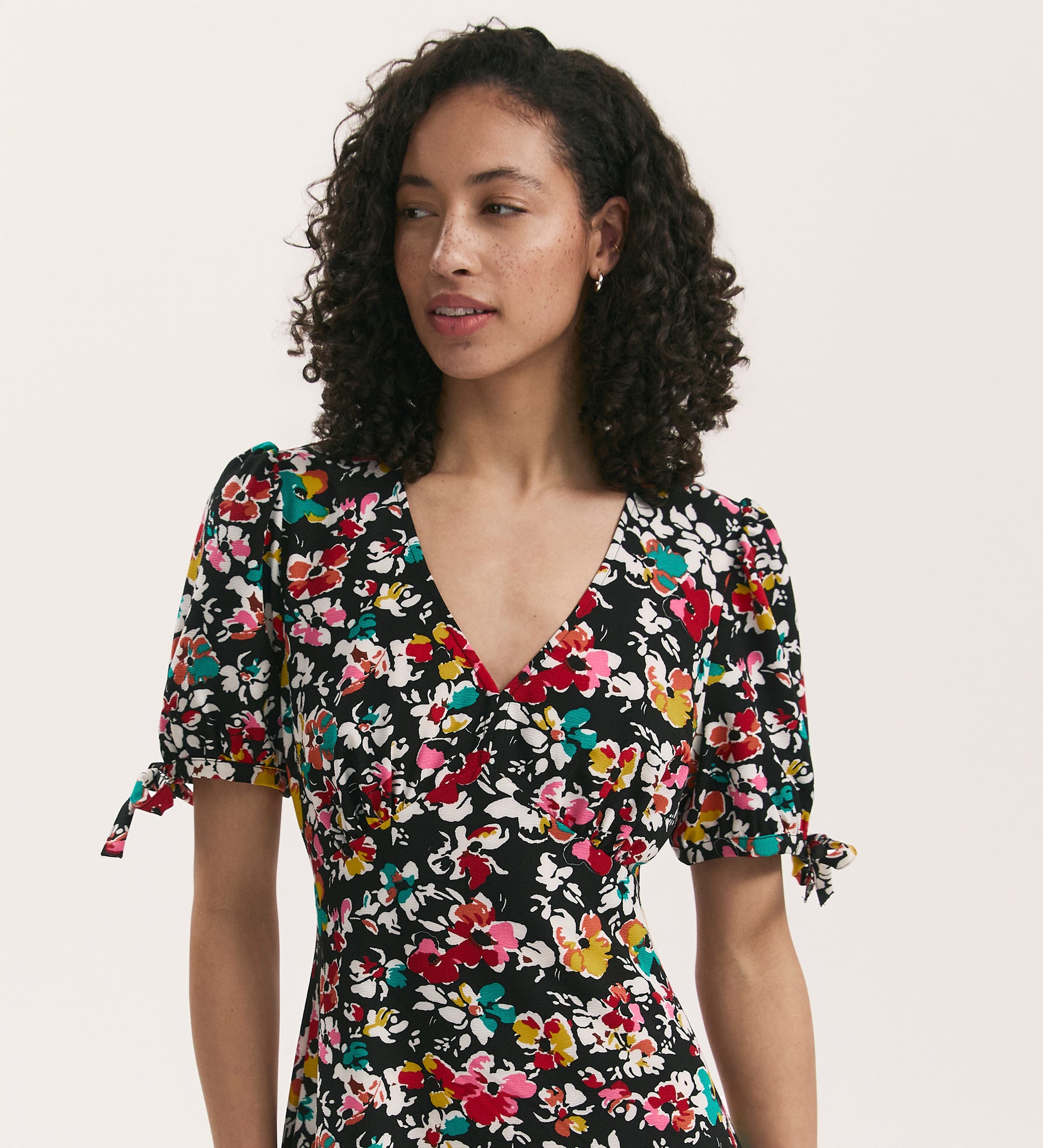 Gabriella Black Floral Crepe Midi Tea Dress Finery London Gabriella Black Floral Crepe Midi Tea Dress Finery London
