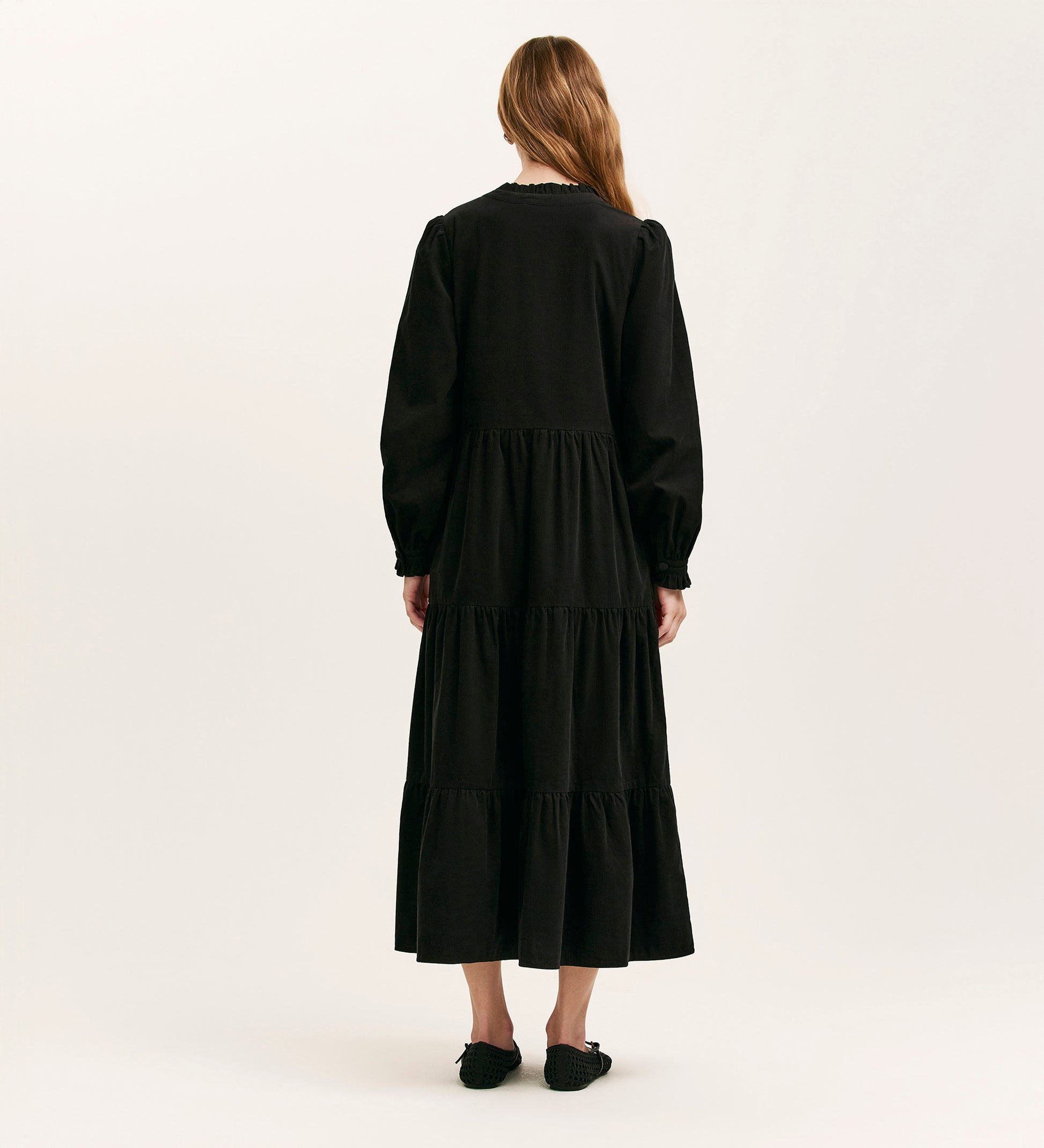 black corduroy dress Gianna Black Corduroy Midi Dress – Finery London