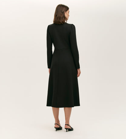 Gilly Black Ponte Jersey Midi Dress