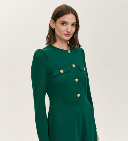 Gilly Bottle Green Ponte Jersey Midi Dress
