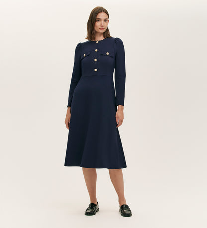 Gilly Navy Ponte Jersey Midi Dress
