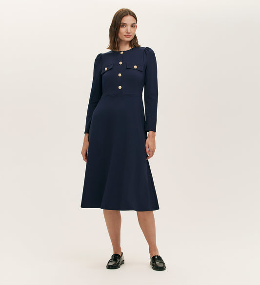 Gilly Navy Ponte Jersey Midi Dress