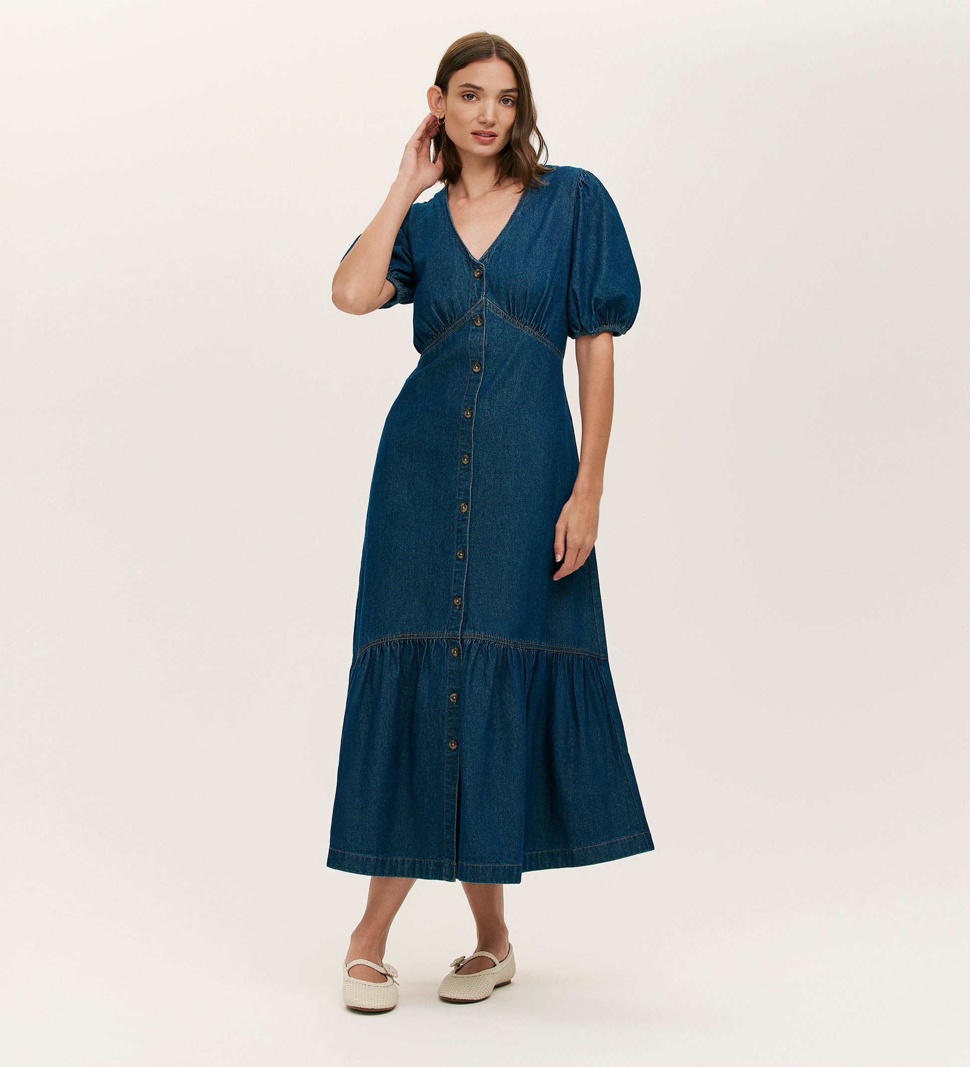 Goldie Indigo Denim Midi Dress Finery London Goldie Indigo Denim Midi Dress Finery London