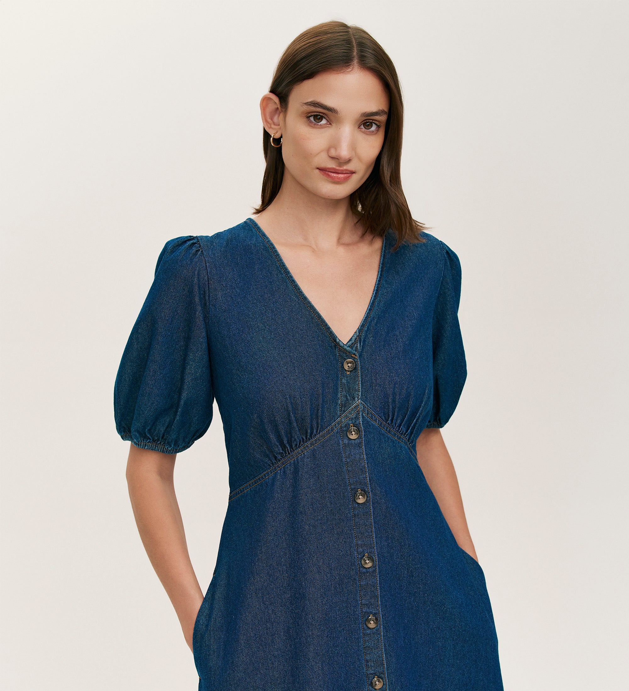 Goldie Indigo Denim Midi Dress – Finery London