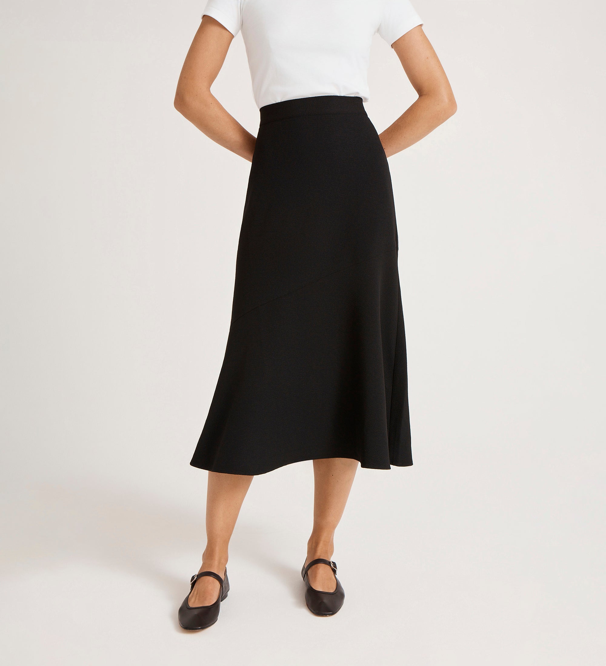 Gracie Black Rich Crepe Midi Skirt – Finery London