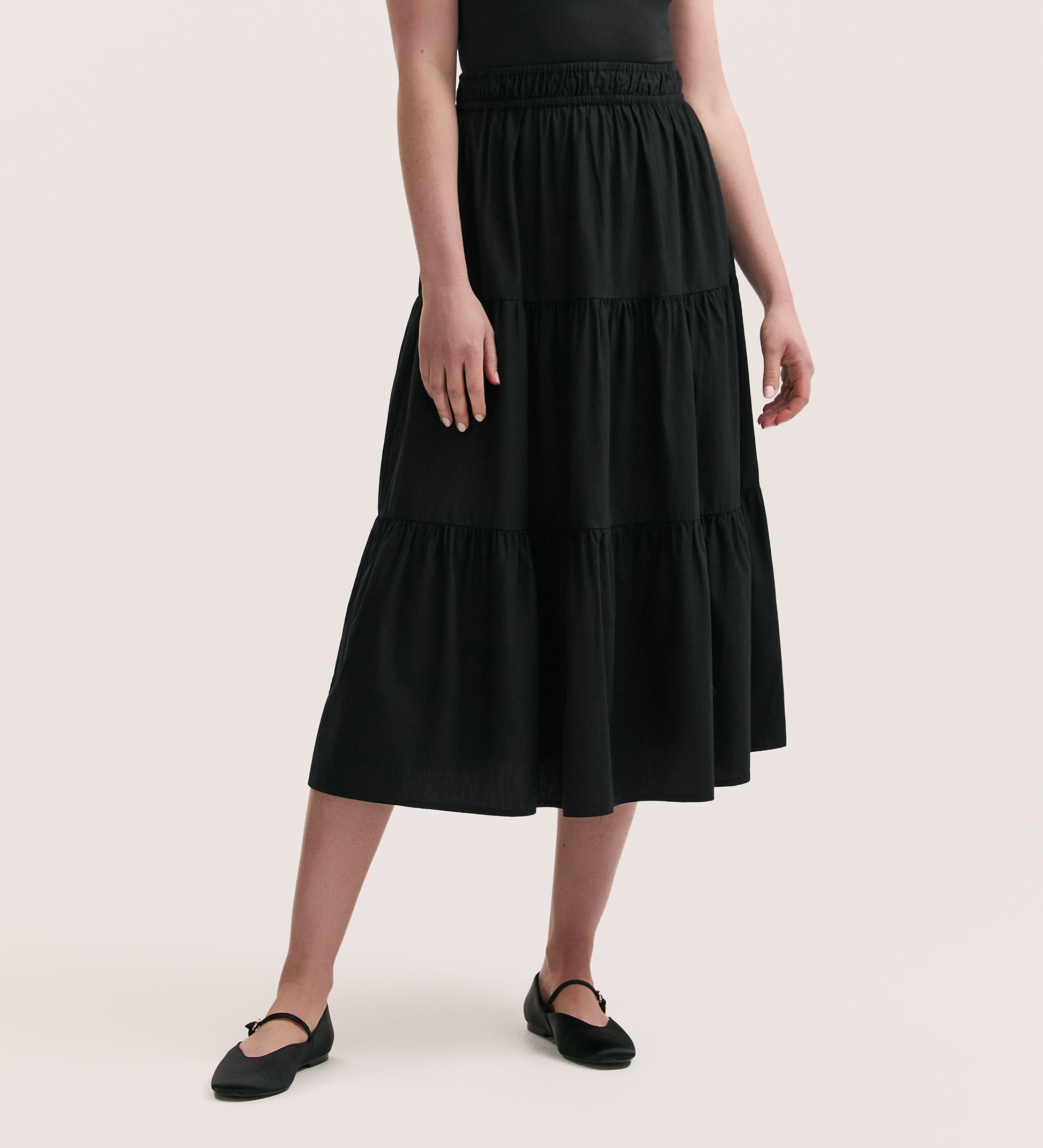 Midi Skirt Black Skirt 22 Harleen Black Cotton Midi Skirt – Finery