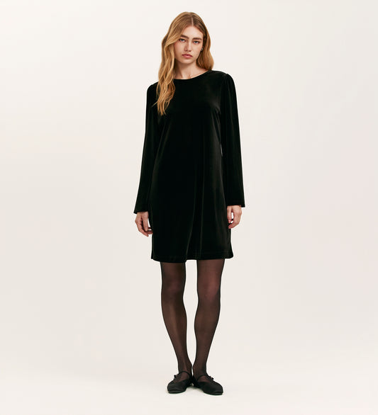 Hattie Black Velvet Short Dress