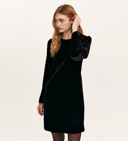 Hattie Black Velvet Short Dress