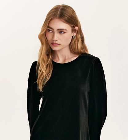 Hattie Black Velvet Short Dress