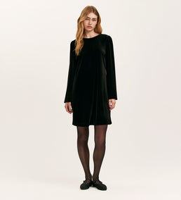 black tunic dresses Umgee Waffle Knit Zip Collar Tunic Dress in Black A Casual Long Sleeve Mini Dress