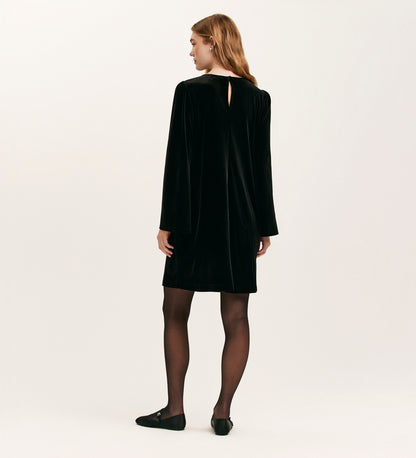 Hattie Black Velvet Short Dress