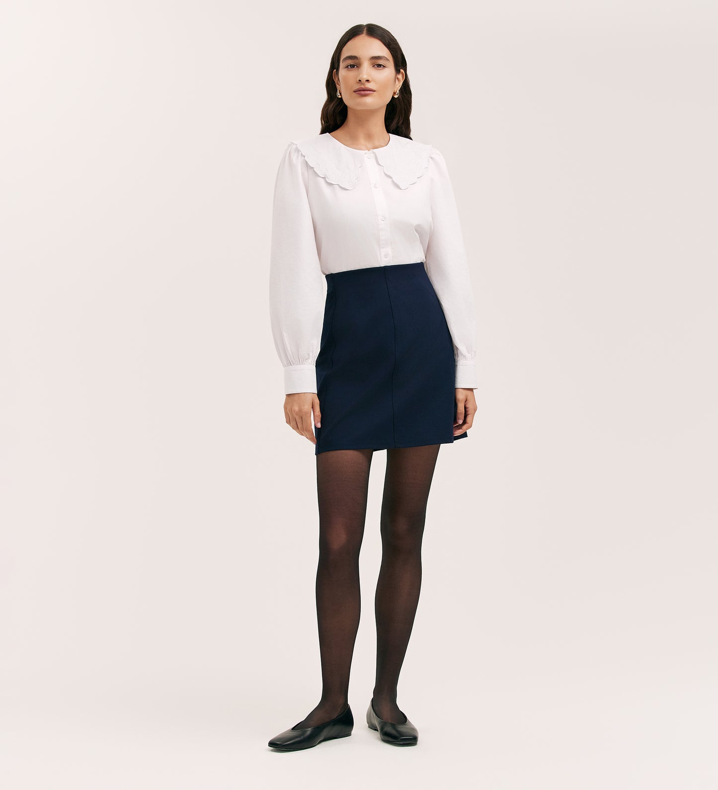 Helia Navy Ponte Jersey Midi Skirt