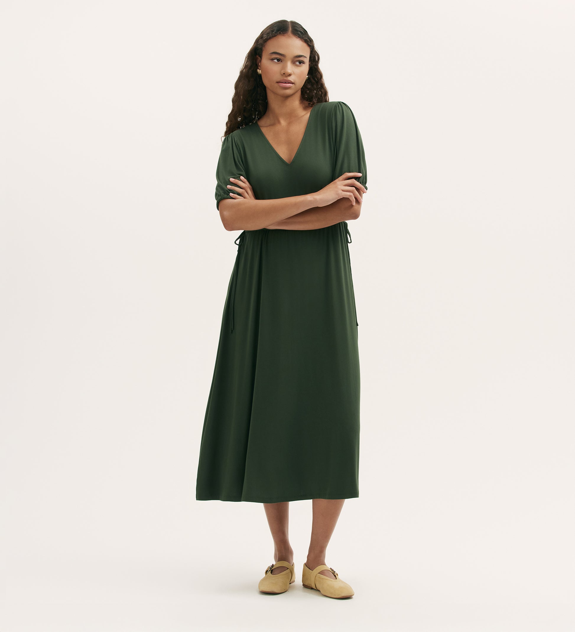 Hessa Khaki Jersey Midi Dress Finery London Hessa Khaki Jersey Midi Dress Finery London