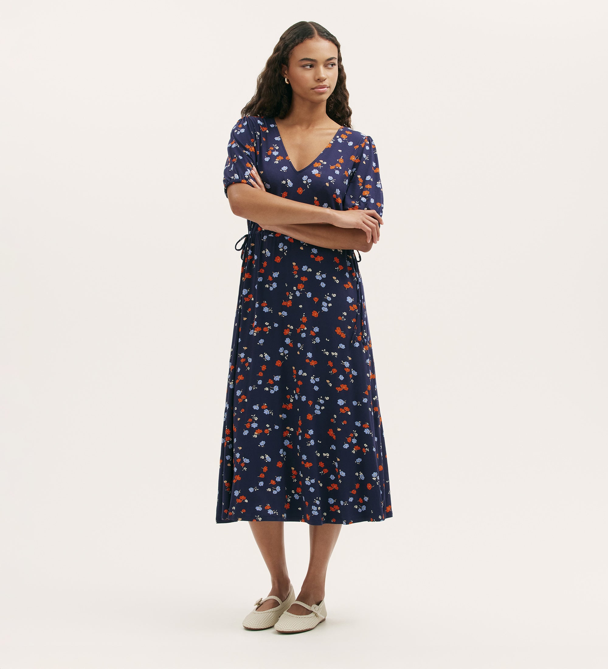 Hessa Navy Ditsy Jersey Midi Dress – Finery London
