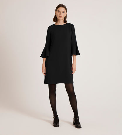 Izzy Black Crepe Short Dress