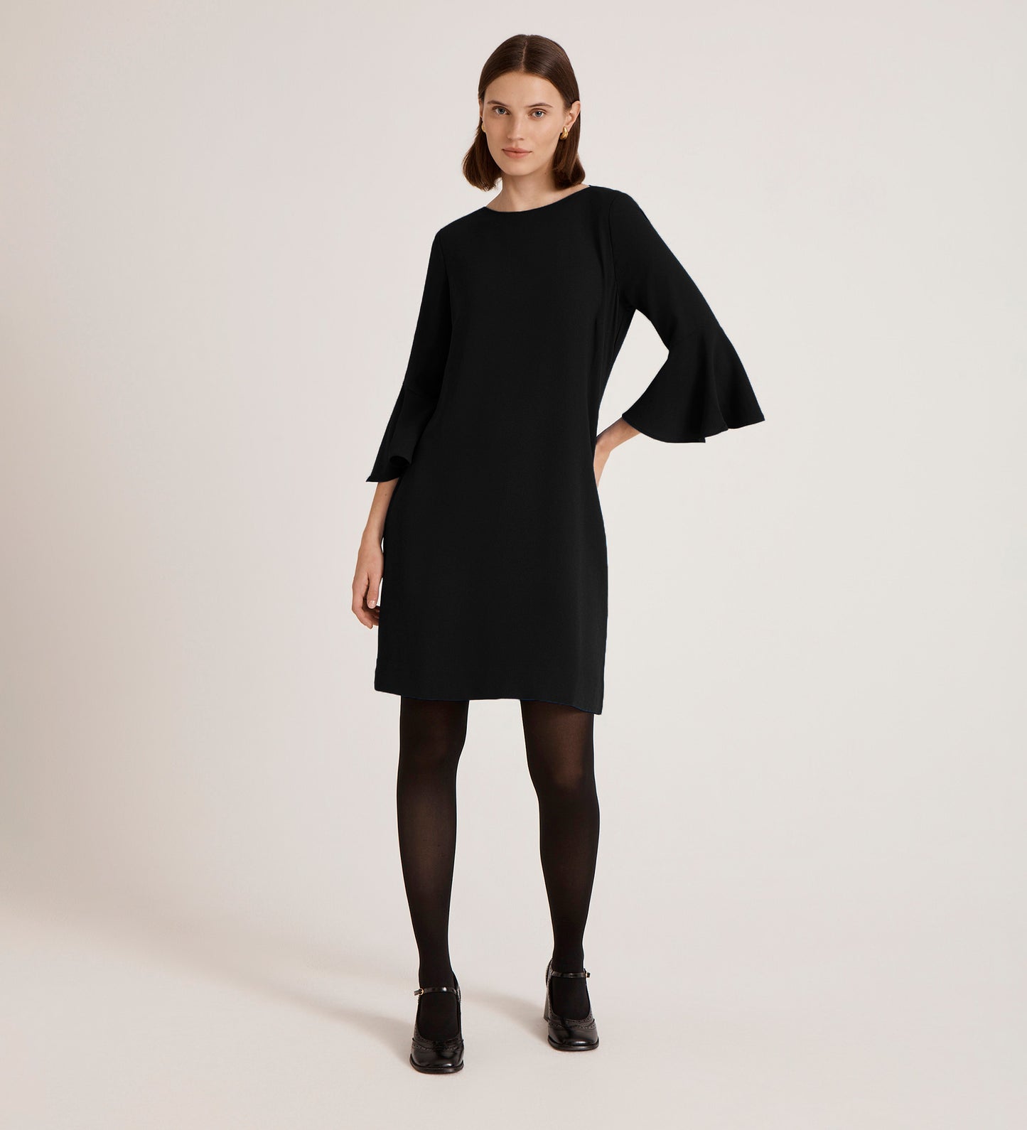 Izzy Black Crepe Short Dress