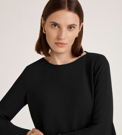 Izzy Black Crepe Short Dress