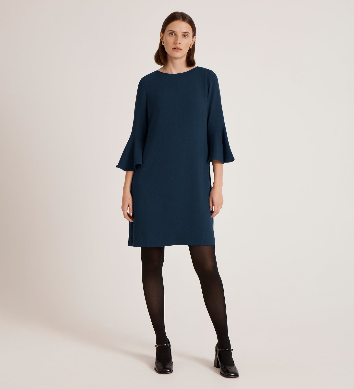 Izzy Navy Crepe Knee Length Dress