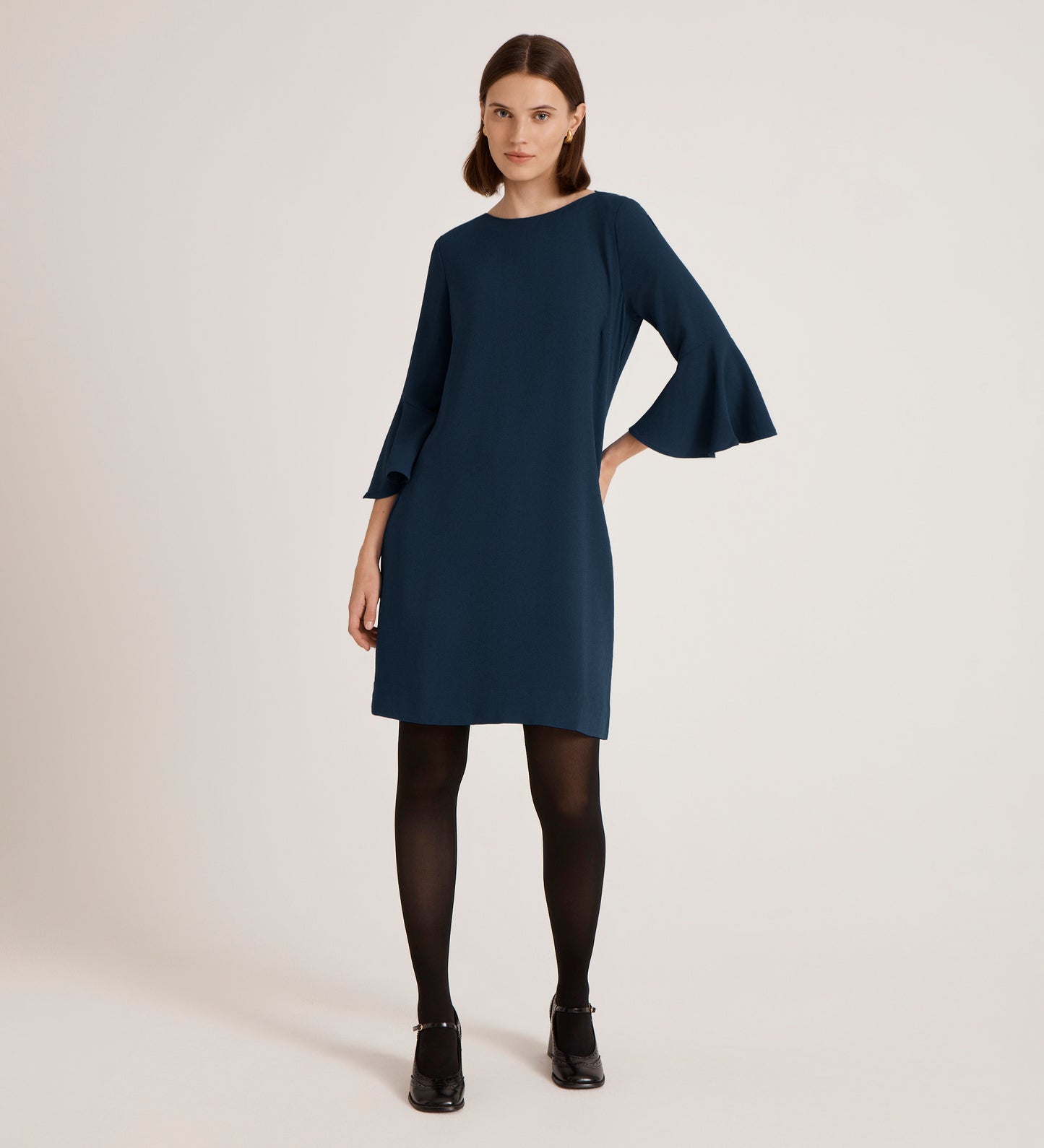 Izzy Navy Crepe Knee Length Dress