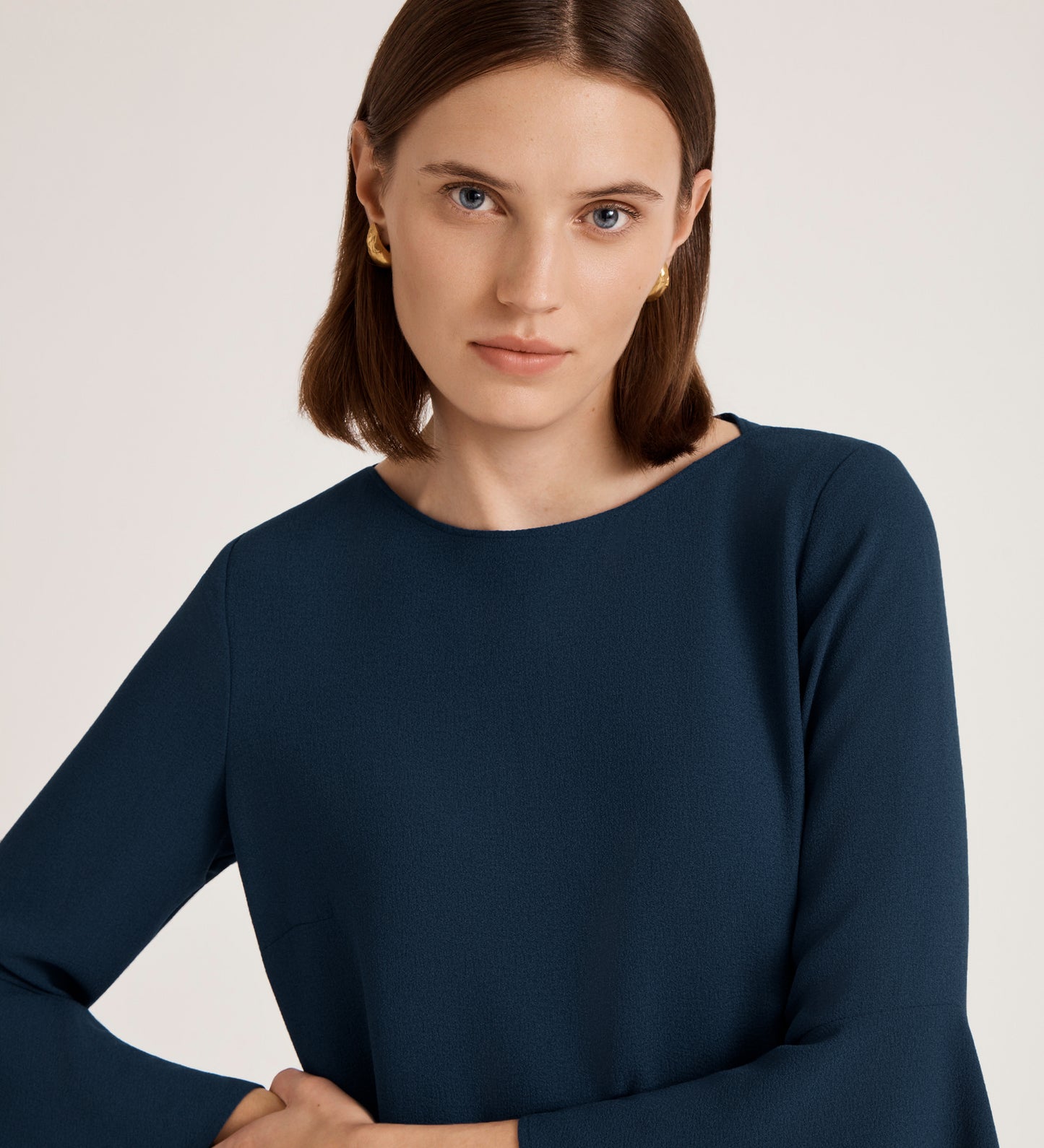 Izzy Navy Crepe Knee Length Dress