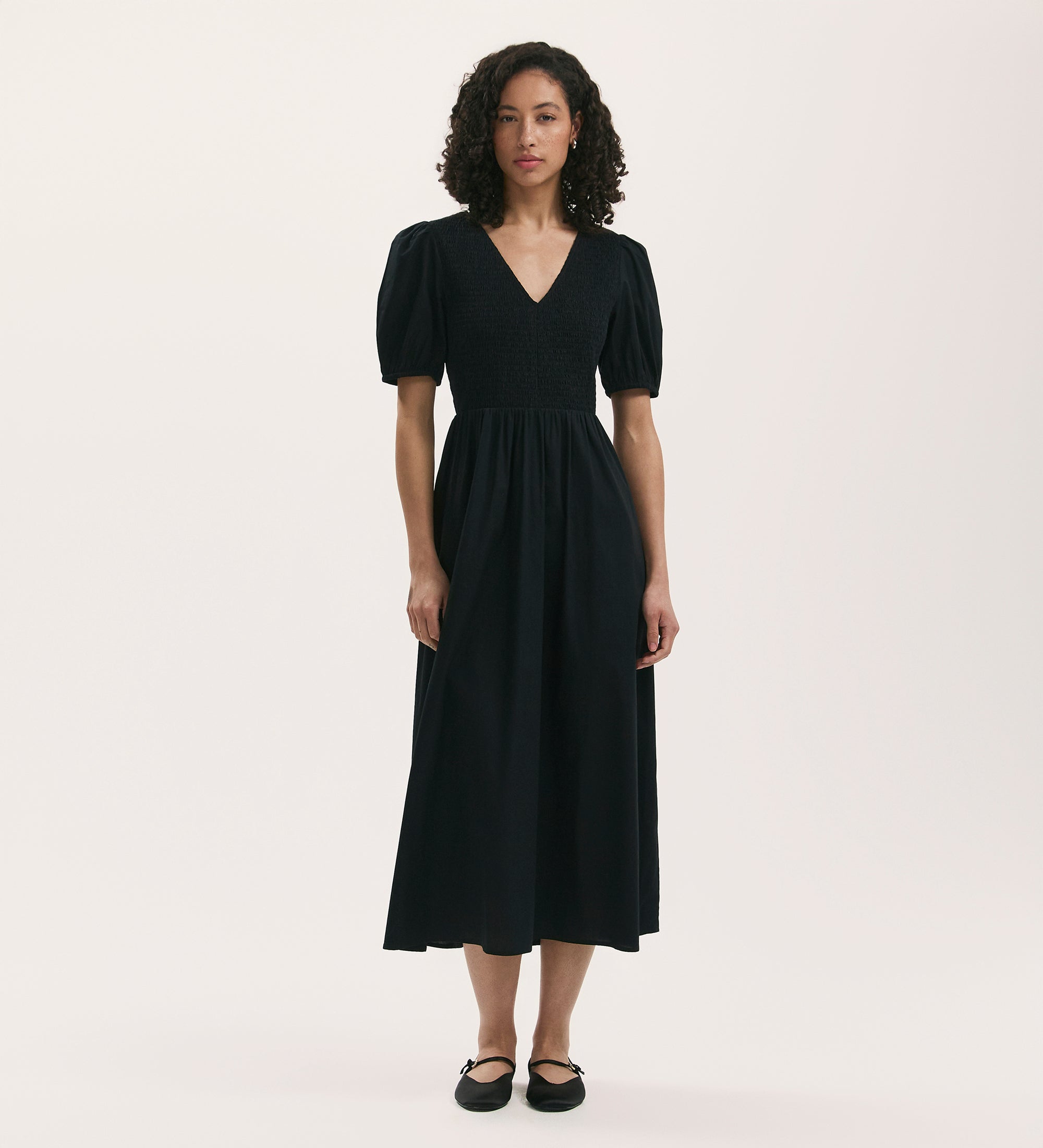 Jamilla Black Cotton Midi Dress – Finery London