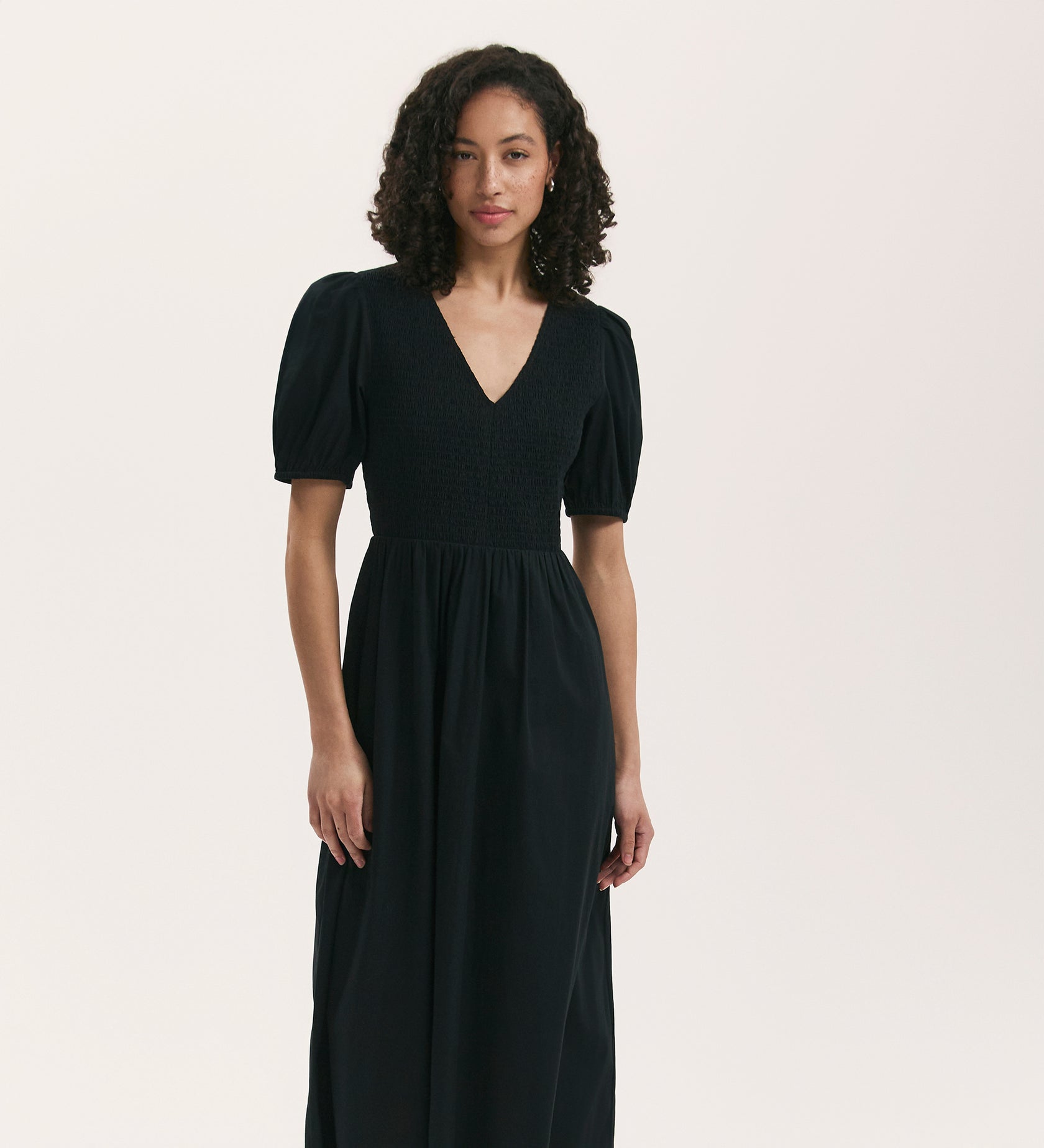 Jamilla Black Cotton Midi Dress – Finery London
