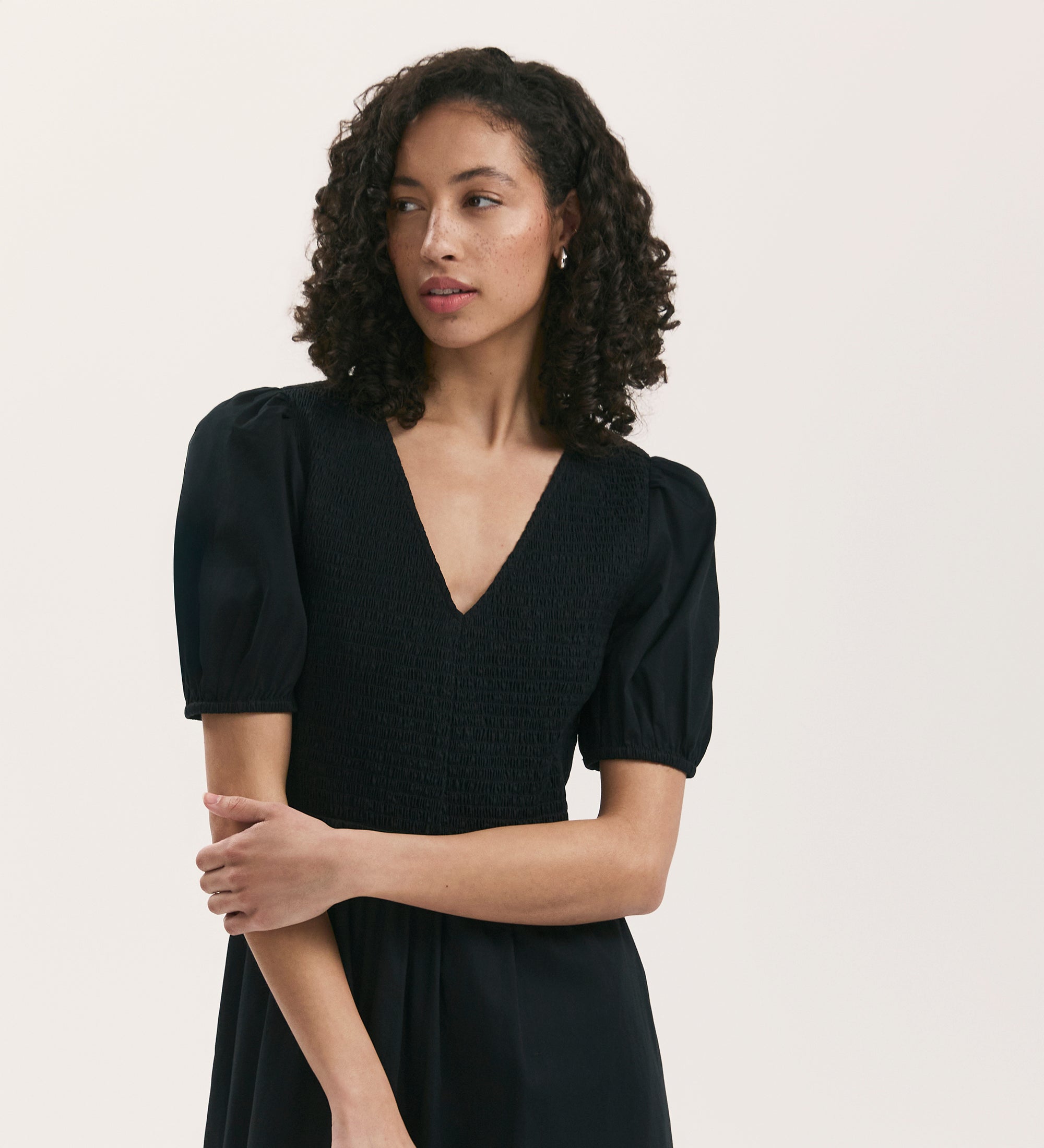 Jamilla Black Cotton Midi Dress – Finery London