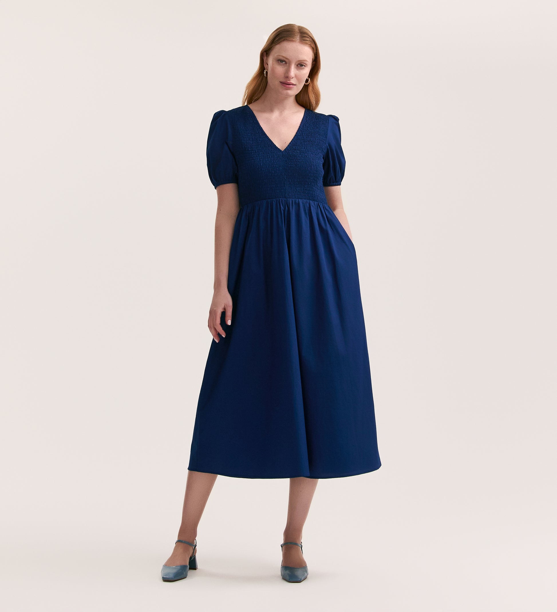 Jamilla Indigo Cotton Midi Dress Finery London Jamilla Indigo Cotton Midi Dress Finery London