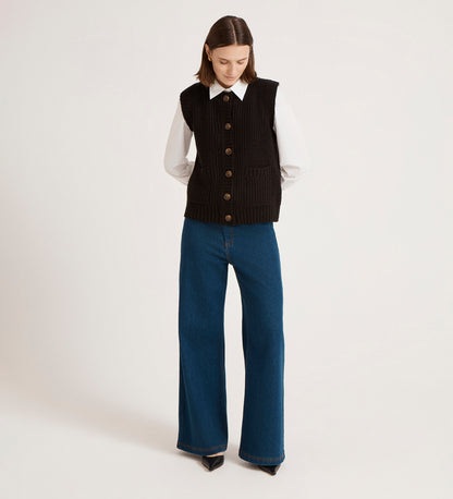 Janette Black Knitted Vest